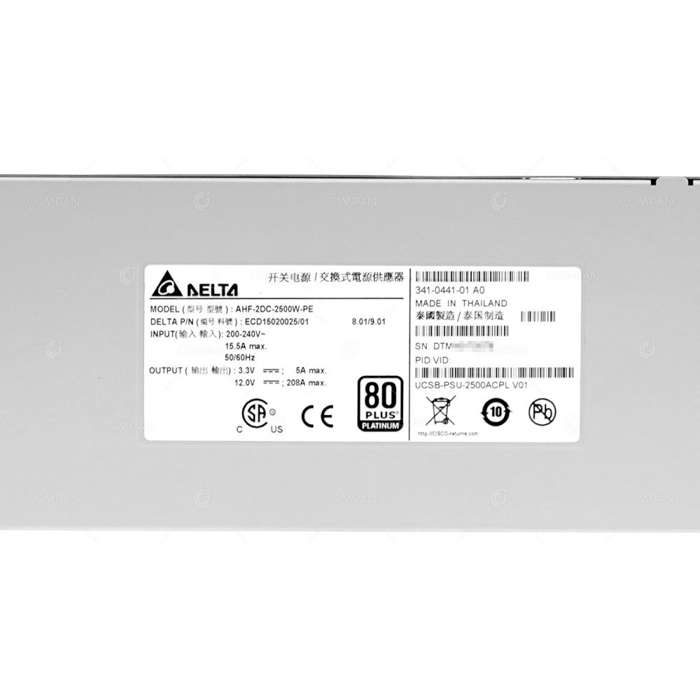 341-0441-01 CISCO 2500W POWER SUPPLY 80 PLUS PLATINUM FOR CISCO UCS 5108